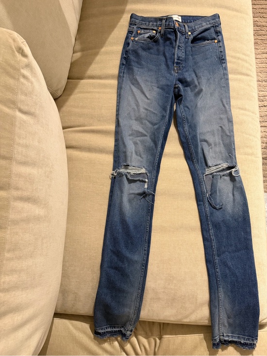 Cotton Citizen Denim - Cotton Citizen Blue Boot Cut Jeans with Knee Rips